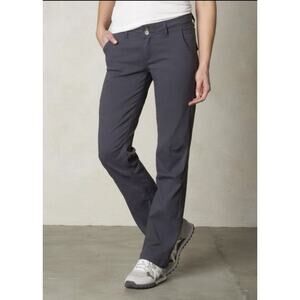 PrAna Halle Pants Womens 8 Reg Grey Straight Fit Roll Up Stretch Hiking Low Rise